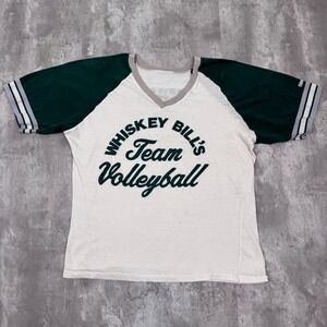 Vintage Whiskey Bill's T-Shirt Mens Medium White Team Volleyball Bike True 70s